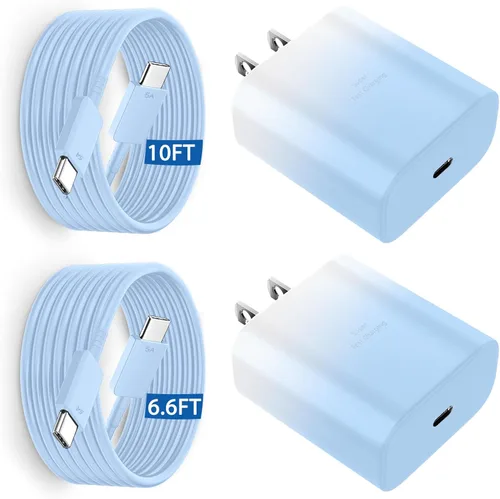 Miniatura 17 de Cargador súper rápido Samsung USB-C de 45 W tipo C de 8 pies, cable de carga rápida con bloque de cargador de pared de teléfono Android para Samsung