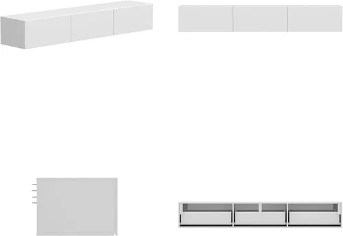 Miniatura 6 de AIEGLE Soporte flotante para TV montado en la pared, centro de entretenimiento de alto brillo con 3 cajones y luces LED de 16 colores, estante