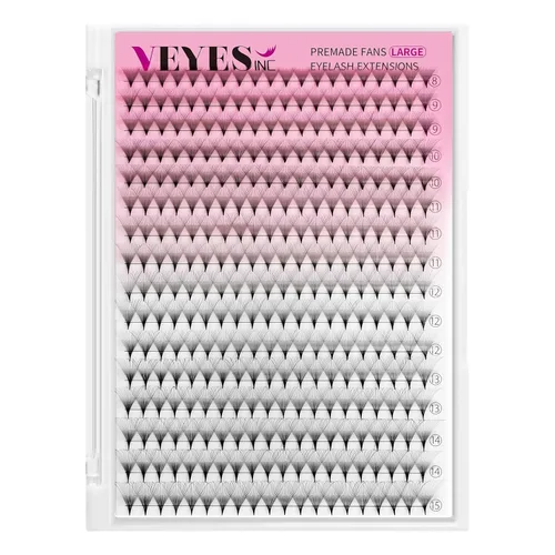 Miniatura 6 de VEYES INC Extensiones de pestañas postizas en abanico 3D-24D C/D rizo natural y volumen mixto, suministros de pestañas profesionales, negro mate 10D