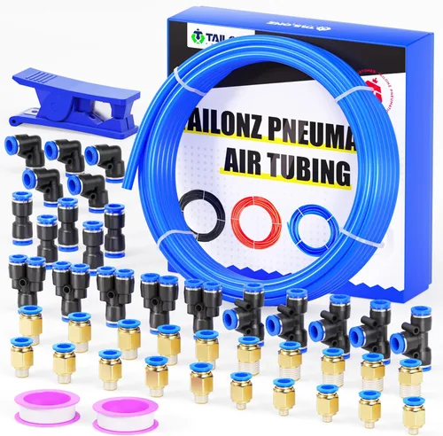Miniatura 13 de TAILONZ PNEUMATIC Azul 0.236 in OD 0.157 in ID poliuretano PU manguera de aire tubo kit 32.8 ft 32.8ft