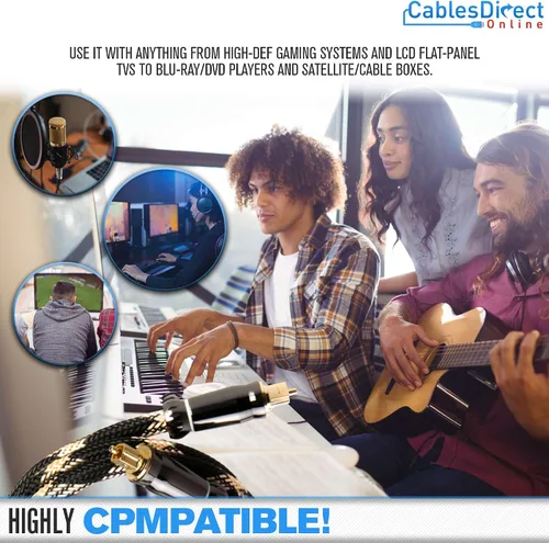 Miniatura 3 de Cables Direct Online Cable de audio óptico Toslink de alta fidelidad de 1.5 pies, cable de fibra óptica digital de alta fidelidad para cine en casa