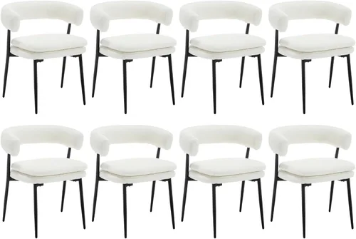 Miniatura 8 de Shunzhi Juego de 2 sillas de comedor modernas de cuero verde tapizadas, cómodas sillas de cocina, sillas auxiliares sin brazos con respaldo abierto