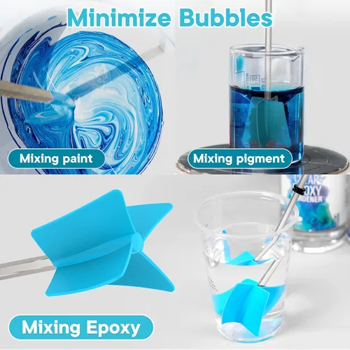 Miniatura 4 de JANCHUN 6 paletas mezcladoras de resina largas reutilizables aptas para todos los taladros, accesorio mezclador epoxi para una mezcla potente