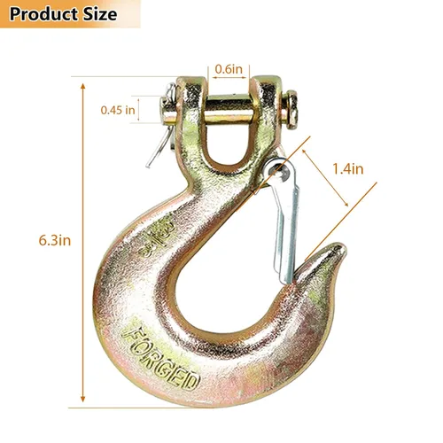 Miniatura 2 de 2 paquetes de gancho deslizante de horquilla, gancho de seguridad de 1,27 cm con pestillo, gancho de cadena forjado resistente G70 de 1/2 pulgada