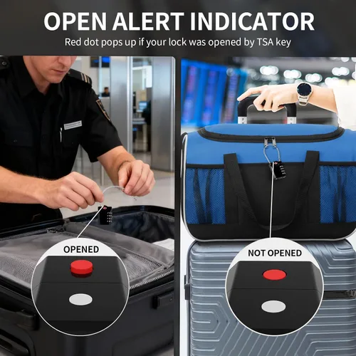 Miniatura 3 de XOOL 2 cerraduras de equipaje aprobadas por la TSA de 4 dígitos con cable de acero flexible, candado de equipaje reajustable para maletas, mochilas
