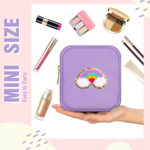 Miniatura 6 de Sumind Bolsa de maquillaje de parches de preppy a granel, bonita bolsa de regalo, bolsa de nailon para viajes, artículos de aseo cosméticos