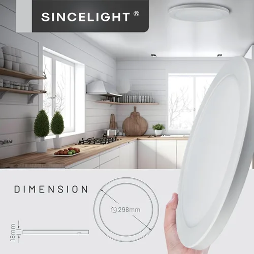 Miniatura 4 de SINCELIGHT Luces LED de techo ultrafinas de 12 pulgadas de 23 W, perfil compacto, empotradas o montaje en superficie, iluminación de borde, 2550 lm
