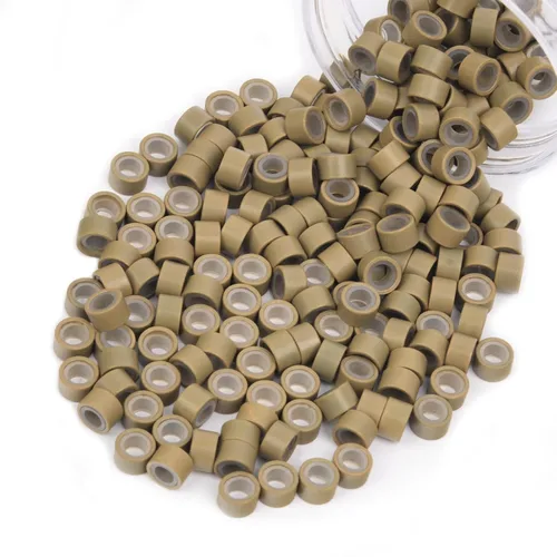 Miniatura 80 de Vlasy 100 Piezas Cuentas de Nano Anillo con Forro de Silicona para Extensiones de Cabello Humano con Nano Anillo 5 Colores Opcionales (Negro)