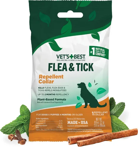 Vet's Best Collar natural para pulgas y garrapatas para perros, collar repelente natural con ingredientes a base de plantas, prevención y