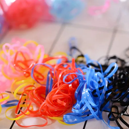 Miniatura 6 de 200 mini bandas de goma, lazos para el cabello súper elásticos para hombres y hombres, coleta de cabello de espalda cruzada, cabello de niños, Jelly