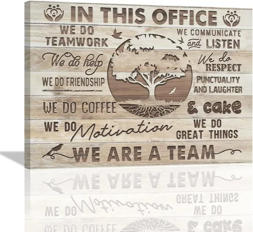 Miniatura 23 de At In This Office - Arte de pared inspirador para oficina, citas motivacionales, imágenes, lienzo, arte de pared con texto en inglés, We Are A Team