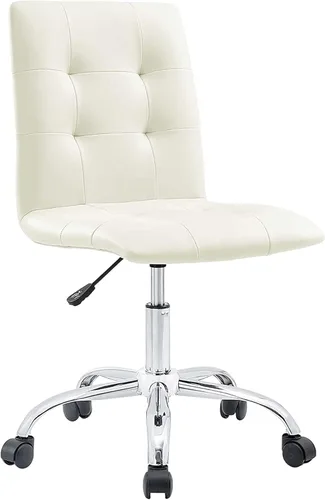 Modway Prim Silla de oficina giratoria sin brazos con respaldo medio acanalado en blanco