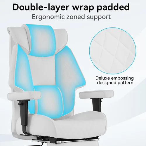 Miniatura 4 de EXCEBET Silla de oficina grande y alta con reposapiés, silla de oficina ejecutiva de piel sintética con respaldo alto, 400 libras, sillas Blanco