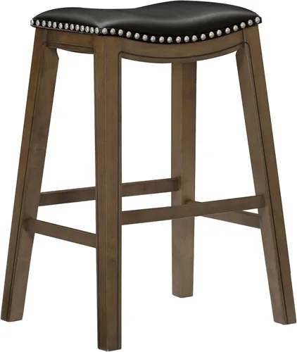 Miniatura 22 de Homelegance Ordway Taburete de Altura de Mostrador de Madera Maciza - Taburete de Cocina Saddle, Taburetes de Altura de Mostrador para Comedor, Negro