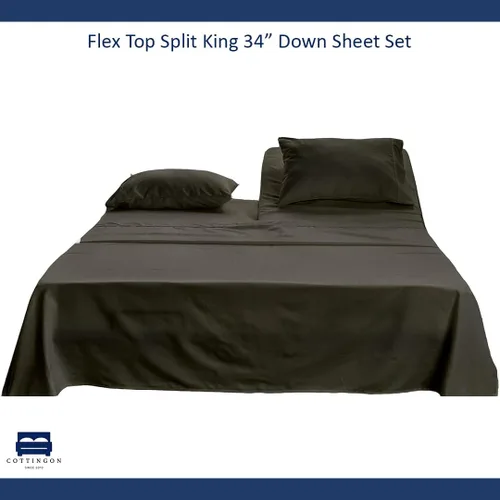 Miniatura 8 de Juego de 4 sábanas de cama King con cabeza flexible Cottingon, sábanas superiores divididas de 34 pulgadas para camas ajustables Sleep Number, 100%