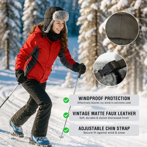 Miniatura 11 de Comhats Gran XL Trapper Trooper Caza Cálido Oído Solapa Rusia Ushanka Invierno Esquí Clima Frío Bombardero Sombreros para Hombres