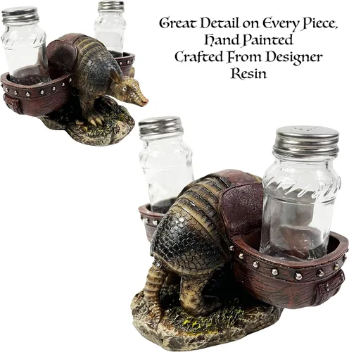 Miniatura 3 de Urbalabs - Coctelera grande de armadillo, lobo, burro, cerdo y caballo, salero y pimentero, mesa de comedor de granja, decoración rústica de vaquero