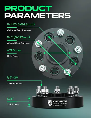 Miniatura 4 de YHTAUTO - Adaptadores de rueda centrados en el cubo de 5 x 4.5 a 5 x 5 de 1.25 pulgadas, compatibles con ruedas Jeep JK XK WJ WK en YJ TJ XJ KK KJ