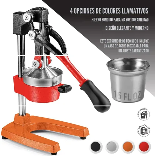 Miniatura 6 de Eurolux Exprimidor de cítricos de hierro fundido Prensa manual extra grande de grado comercial Exprimidor de sobremesa resistente para jugo