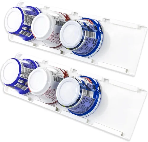 Storage Theory Organizador de yogur para nevera, organizador de refrigerador debajo del estante para 4 tazas de yogur de boca ancha, organizador de
