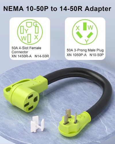 Miniatura 2 de Convertidor de adaptador de enchufe de secadora/horno/estufa, 6AWG 50A, 1.6 pies, 4 clavijas a 3 clavijas, cable NEMA 10-50P a 14-50R STW 3/C
