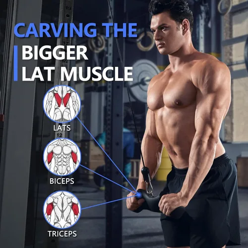 Miniatura 5 de HXD-ERGO LAT - Barra desplegable con agarres ergonómicos, barra de tríceps para bíceps, accesorio de cable para gimnasio, ejercicio muscular