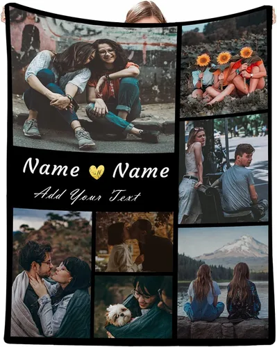 Miniatura 32 de Artsadd Mantas personalizadas con texto fotográfico, mantas de collage personalizadas con mis propias imágenes, fabricadas en Estados Unidos