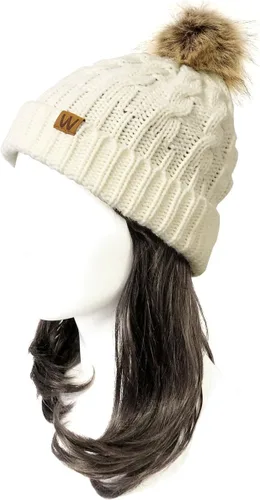 Miniatura 2 de Allydrew Mommy & Me Mother - Gorro tejido de invierno cálido y suave con pompón