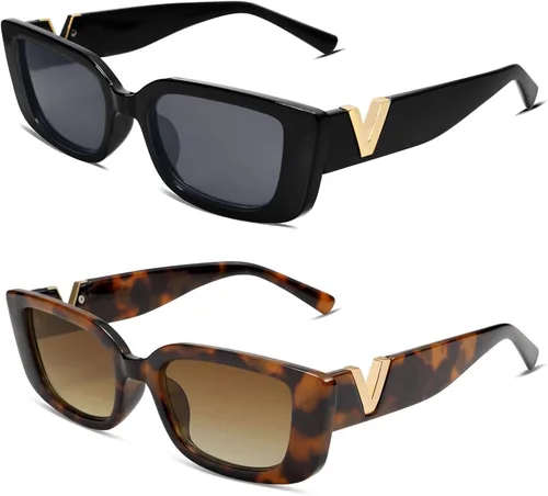 Allarallvr Lentes de sol rectangulares para mujer, estilo retro de los años 90, Y2K, clásicos, vintage, cuadrados, AR82037