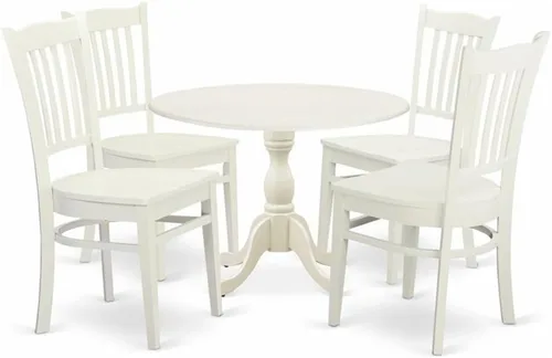 Miniatura 10 de East West Furniture DMGR3-LWH-W - Juego de comedor de 3 piezas que contiene una mesa de comedor redonda con gotas y 2 sillas de cocina, 42 x 42