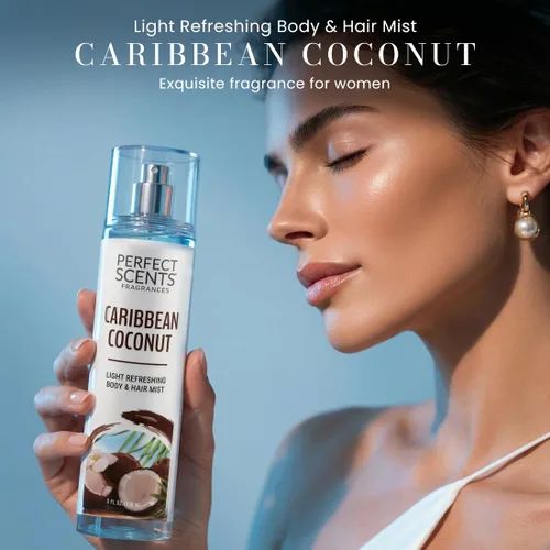 Miniatura 5 de Instyle Fragrances - Bruma corporal y capilar ligera refrescante, Coco del Caribe, Spray corporal premium para mujer, infundido con pantenol