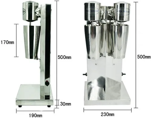 Miniatura 7 de Mezclador eléctrico comercial de acero inoxidable de doble cabeza 110V Mezclador eléctrico adecuado para uso comercial o doméstico Leche, Ice Cube