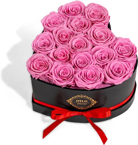 Miniatura 14 de 16 rosas preservadas en caja en forma de corazón, flores para entrega Prime que duran hasta 2 años, flores reales eternas para esposa, novia, madre