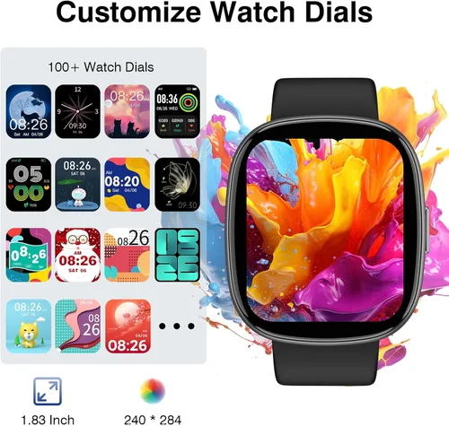 Miniatura 4 de TYKOIT Reloj inteligente, rastreador de fitness con pantalla táctil de 45 mm, monitor de frecuencia cardíaca, oxígeno en sangre, seguimiento