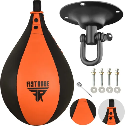 FISTRAGE - Bolsa de velocidad de cuero ligera, pelota de boxeo MMA, Muay Thai, entrenamiento de boxeo, Dodge Striking con colgante gratuito, kit de