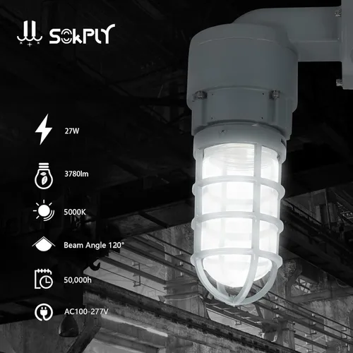 Miniatura 2 de Luz LED a prueba de vapor de explosión UL844 certificada 27W 3780LM (108W HPS Eqv.), Clase I División II Lugares peligrosos Industria Luminarias