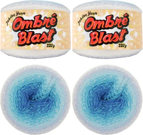 Miniatura 40 de JubileeYarn Hilo Ombré Blast - 220g/pastel Algodón Peso Bebé - Cripta de Hielo - 1 Pastel 119 Cripta de hielo