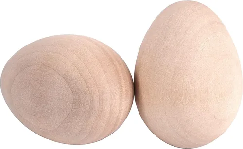 Miniatura 7 de ZOENHOU 40 huevos de Pascua de madera de 2.4 x 1.8 pulgadas para pintar, huevos de Pascua de madera sin terminar de calidad, huevos de madera sin