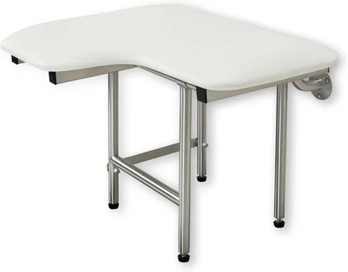 Miniatura 3 de Asiento de ducha plegable para diestros de 32 x 22.5 pulgadas, para montaje en pared, acolchado blanco, con patas, cumple con ADA
