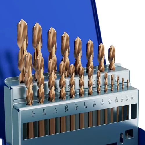Miniatura 24 de Juego de brocas de cobalto, 13 piezas M35 Juego de brocas de acero de alta velocidad de longitud Jobber para metal endurecido, acero inoxidable