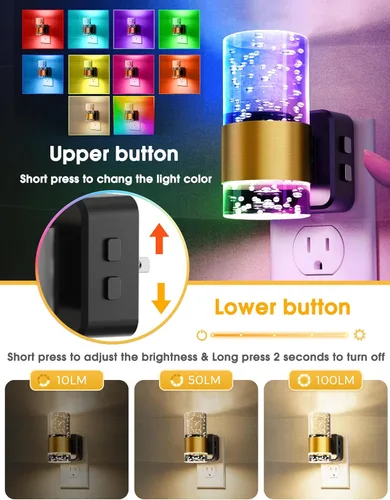 Miniatura 3 de Luces nocturnas que se enchufan a la pared, luz nocturna que cambia de color con enchufe giratorio, sensor de luz del atardecer al amanecer y brillo
