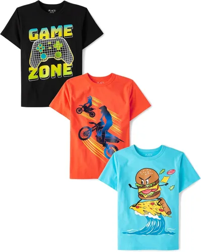 Miniatura 81 de The Children's Place Paquete de 3 camisetas gráficas de manga corta para niños