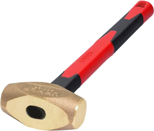 Miniatura 7 de URREA Martillo de trineo – Martillo de perforación de cabeza de latón de 30 onzas con cabeza de golpe forjada y mango acolchado de fibra de vidrio
