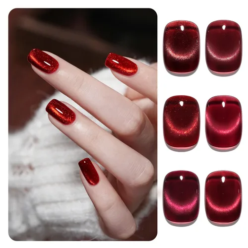 Miniatura 9 de GAOY Juego de esmaltes de uñas de gel con purpurina de ojo de gato con imán y galaxia colorida para ojos de gato holográficos, manicura de gel