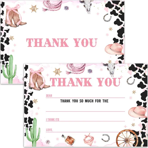 Miniatura 14 de Tarjetas de agradecimiento en blanco para decoración de fiestas de cumpleaños, notas de agradecimiento para niños o niñas, 20 tarjetas con 20 sobres