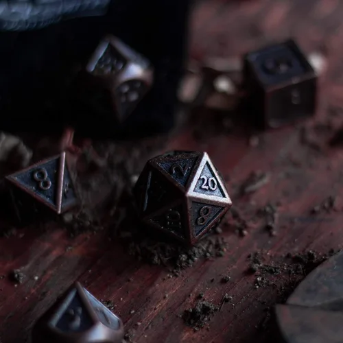 Miniatura 8 de HEIMDALLR Juego de dados de metal DND, 7 piezas, juego de dados de metal indestructibles con bolsa de dados; juego de dados D&D
