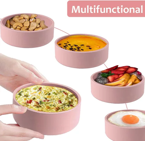 Miniatura 5 de Sartén de silicona para freidora de aire, 3 piezas, molde de huevo reutilizable, moldes para mordeduras de huevo, sartén antiadherente individual