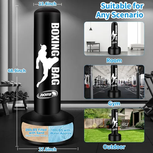 Miniatura 5 de Standing Punching Bag for Adults with Pump and Gloves, 69'' Kick Boxing Bag with Stand Inflatable Freestanding Heavy Bag Kicking Bag for Training
