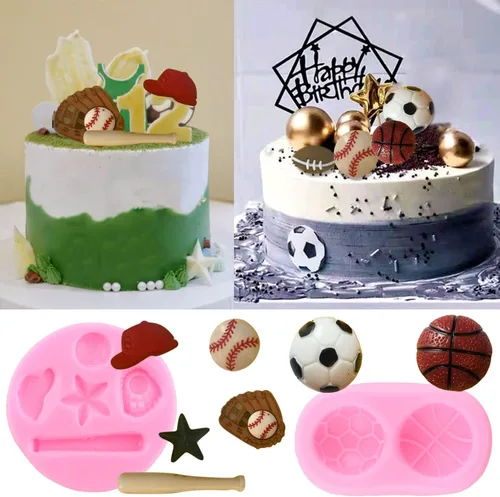 Miniatura 4 de Mujiang Moldes de silicona para bolas de fútbol, béisbol, baloncesto, rugby, fondant, para decoración de pasteles, chocolate, caramelo, arcilla