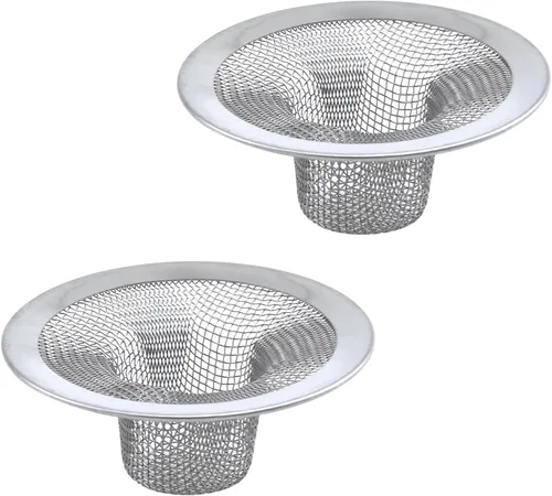 Miniatura 9 de Antrader Colador para fregadero de cocina, 2 piezas de acero inoxidable de 2 pulgadas de diámetro de malla de filtro redondo para baño, bañera